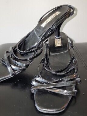 Sam & Libby Black Patent Strappy Slingback Sandals